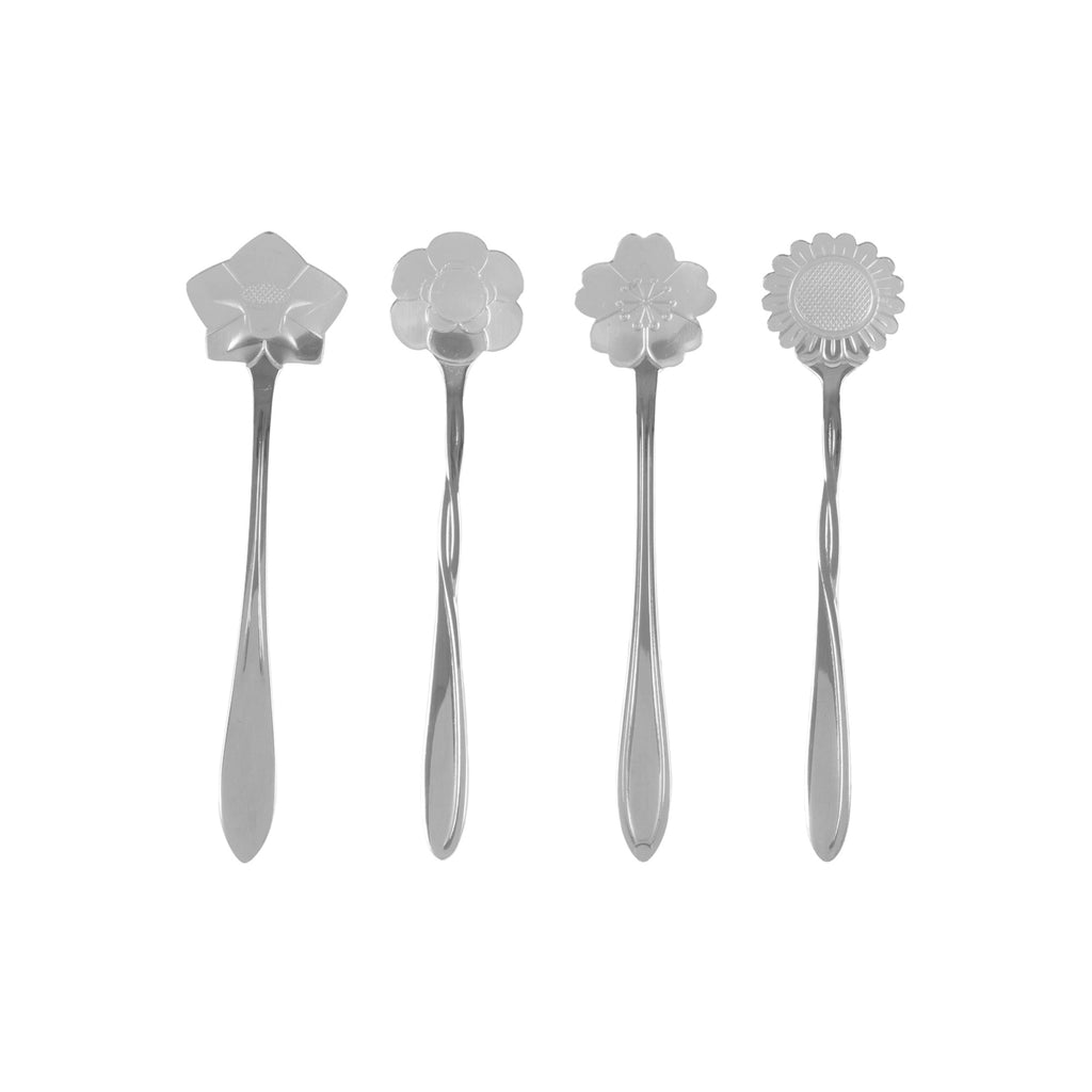 Kit com 4 colheres de chá - modelo flores
