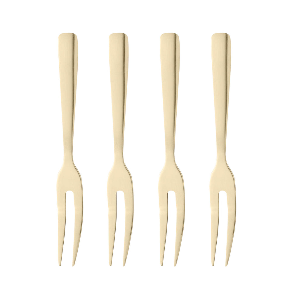 Kit com 4 garfos aperitivos inox dourado