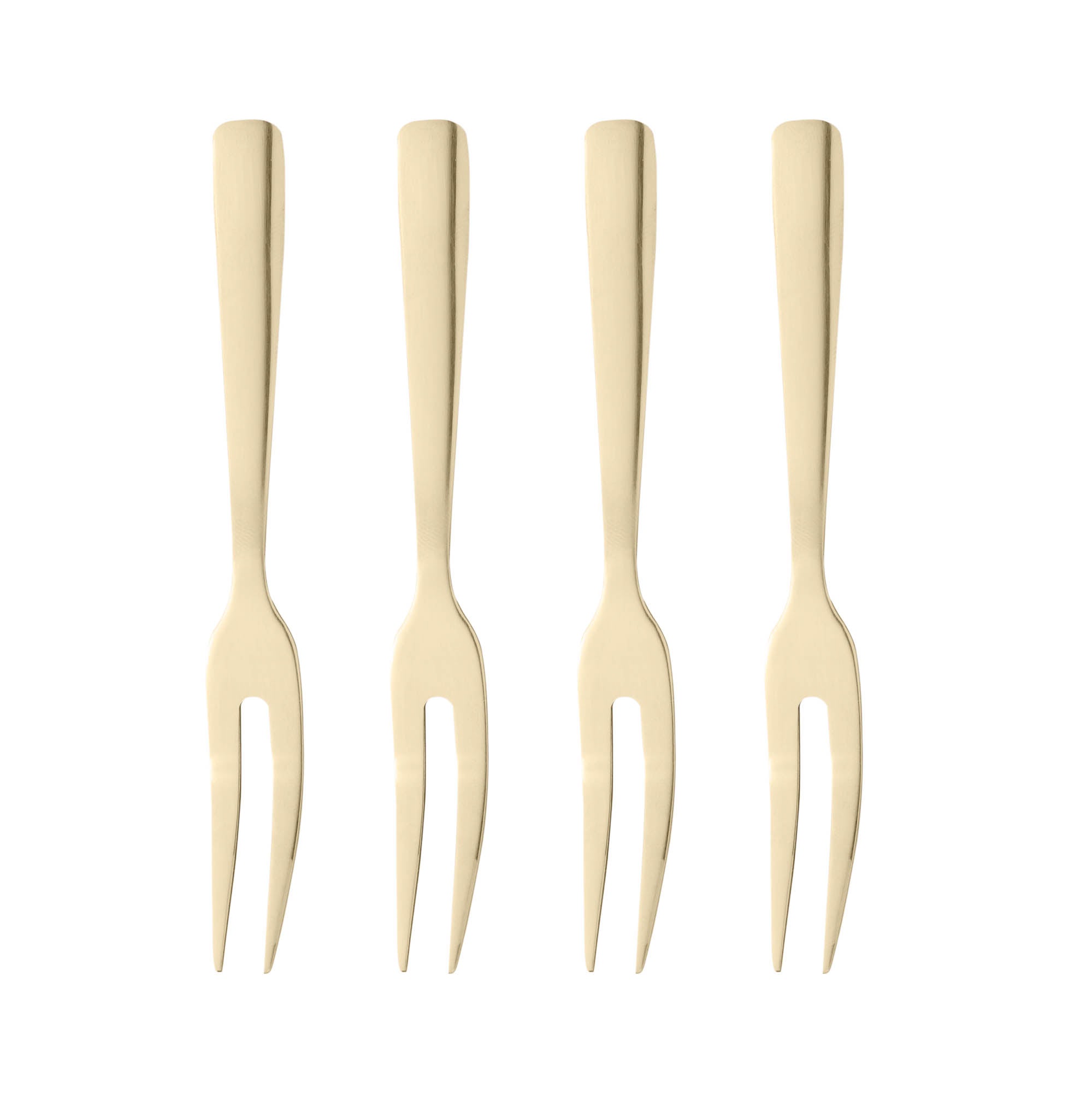 Kit com 4 garfos aperitivos inox dourado