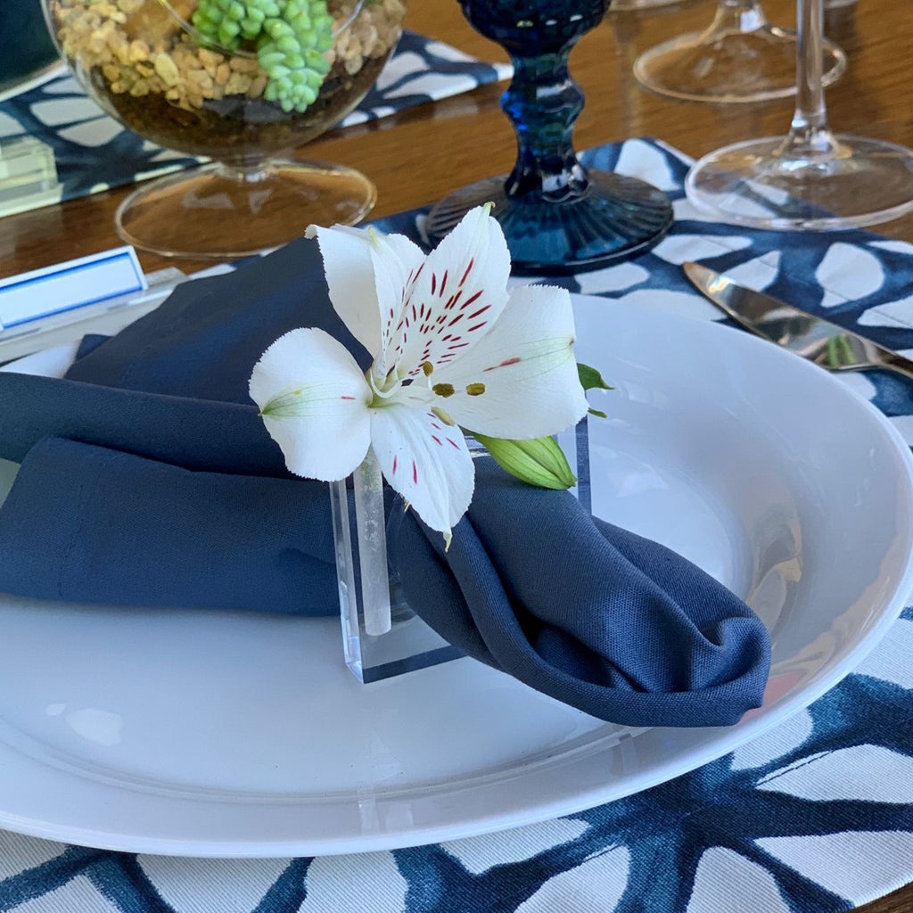 Porta-guardanapo de acrílico com suporte para flor