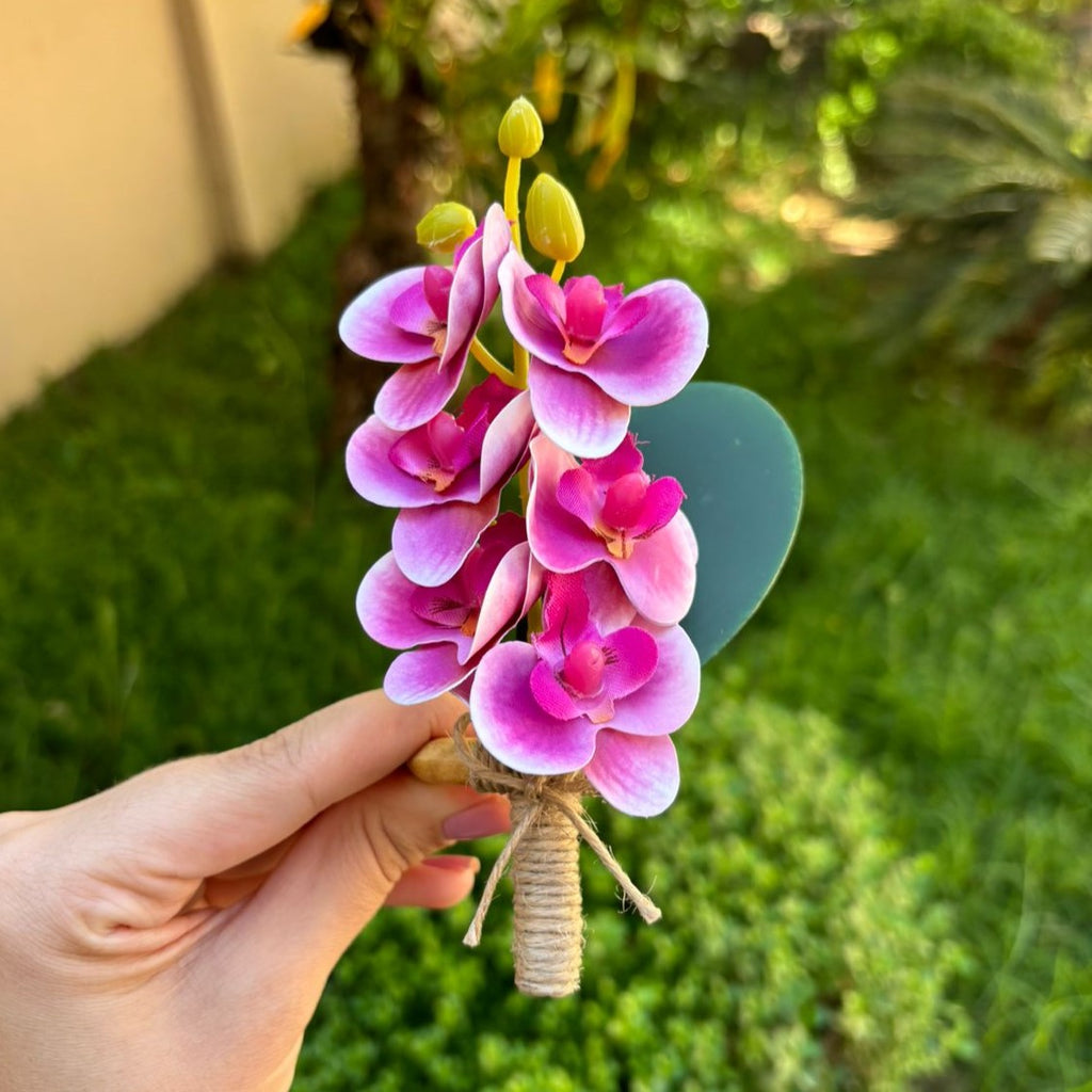 Porta-guardanapo galho mini orquídeas rosa