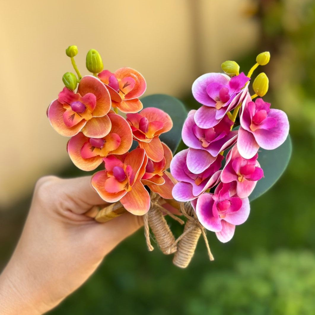 Porta-guardanapo galho mini orquídeas rosa