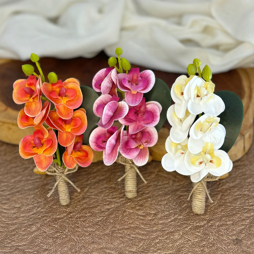 Porta-guardanapo galho mini orquídeas brancas
