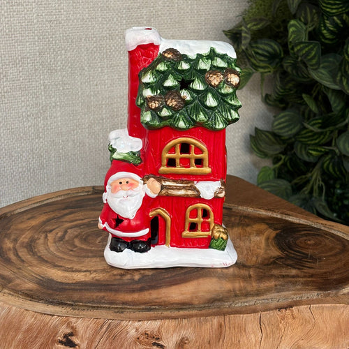 Casa Papai Noel cerâmica com LED