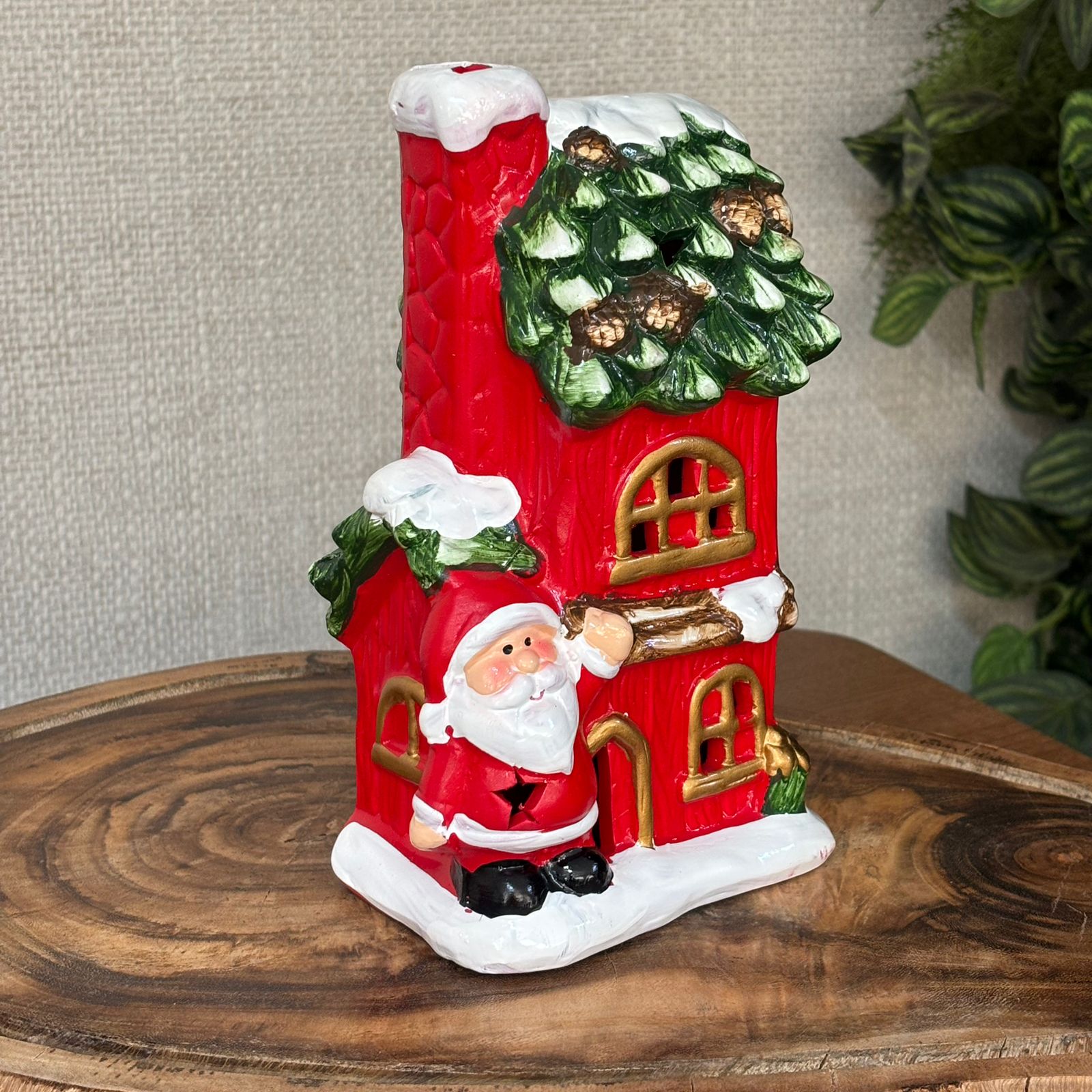 Casa Papai Noel cerâmica com LED