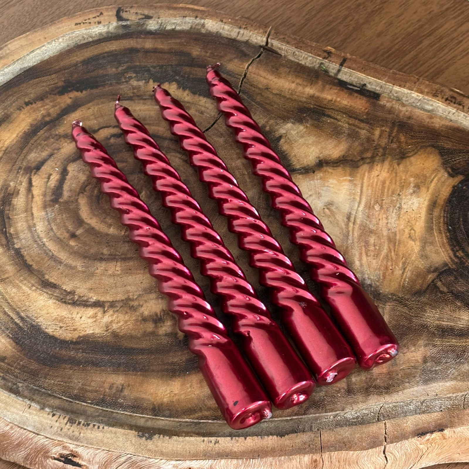 Kit com 4 velas espiral vinho metalizada