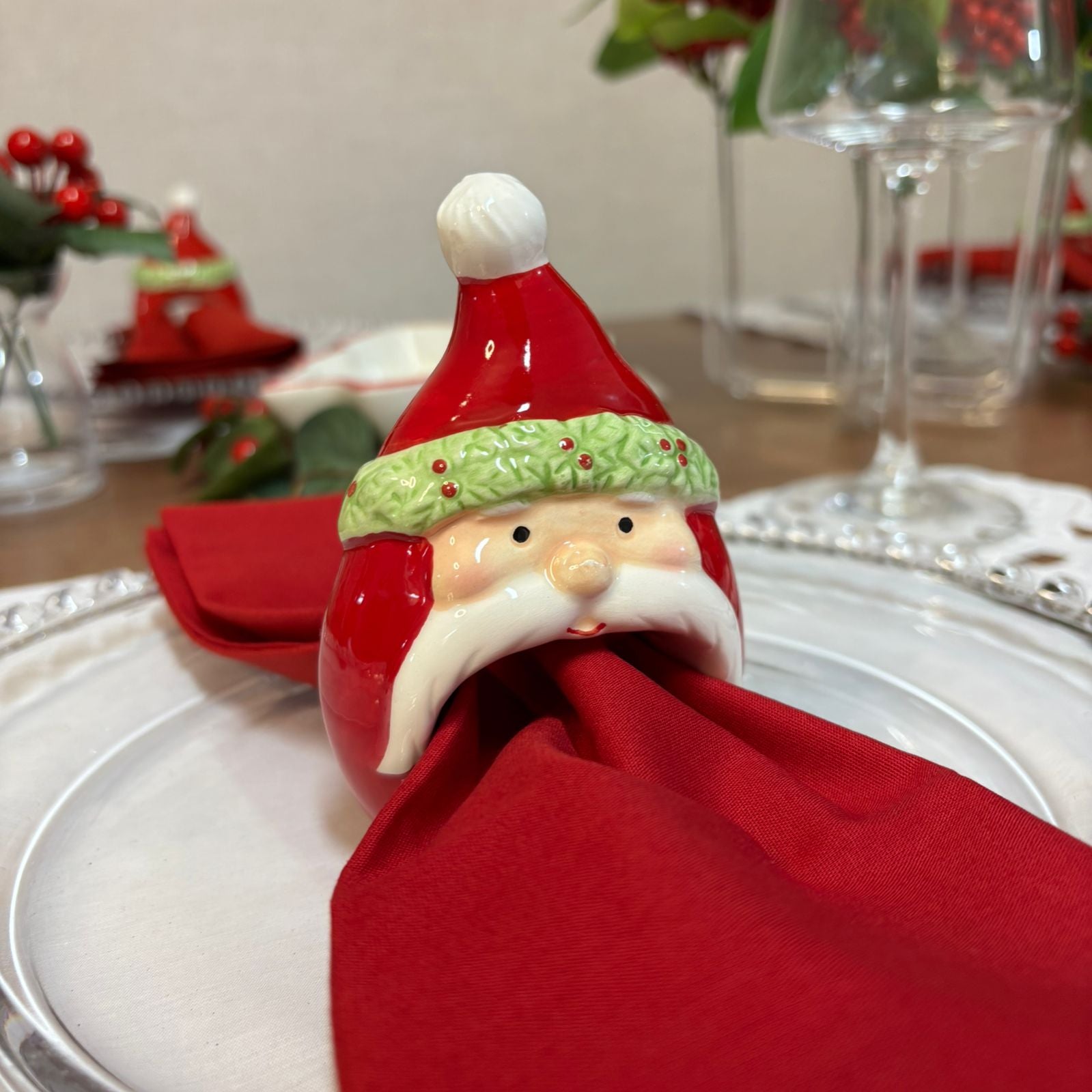 Porta-guardanapo Papai Noel cerâmica