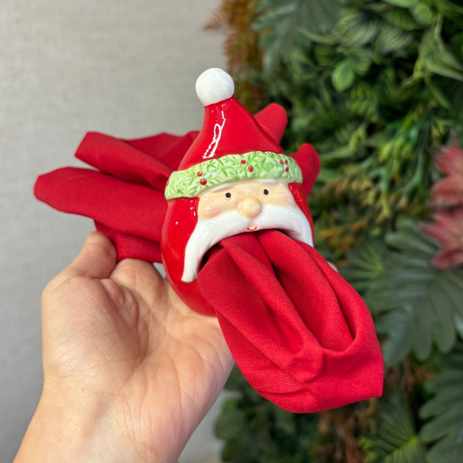 Porta-guardanapo Papai Noel cerâmica