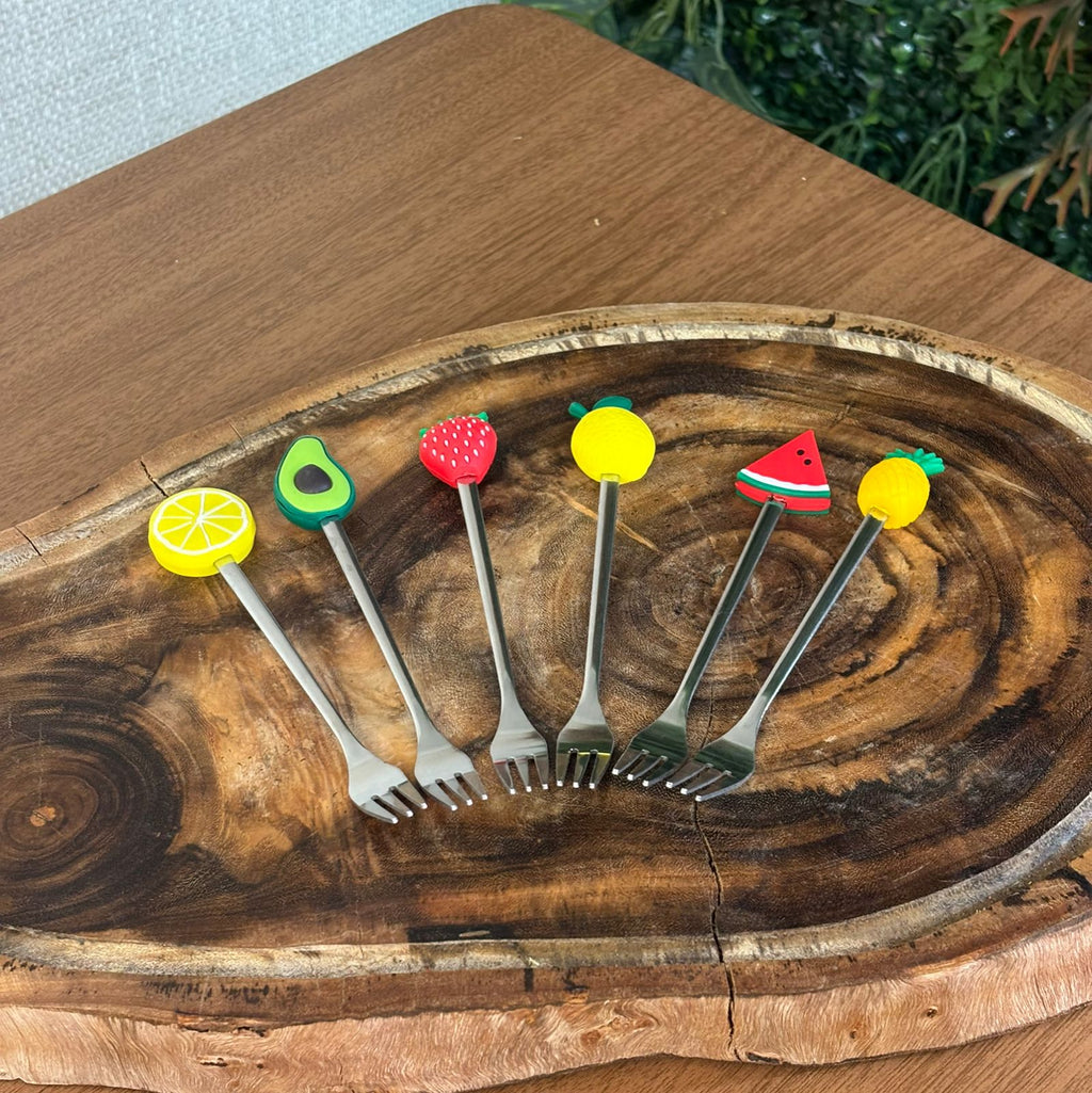 Kit com 6 garfos inox frutas