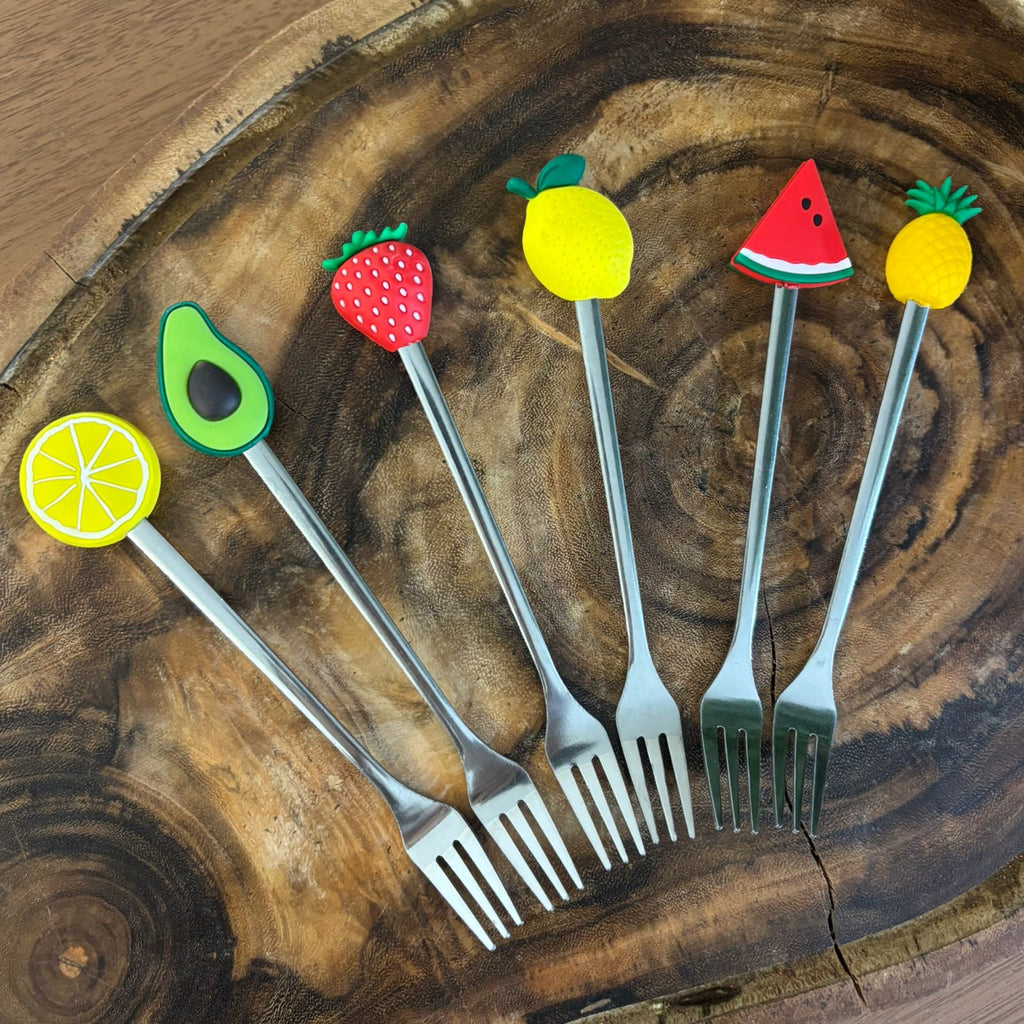 Kit com 6 garfos inox frutas