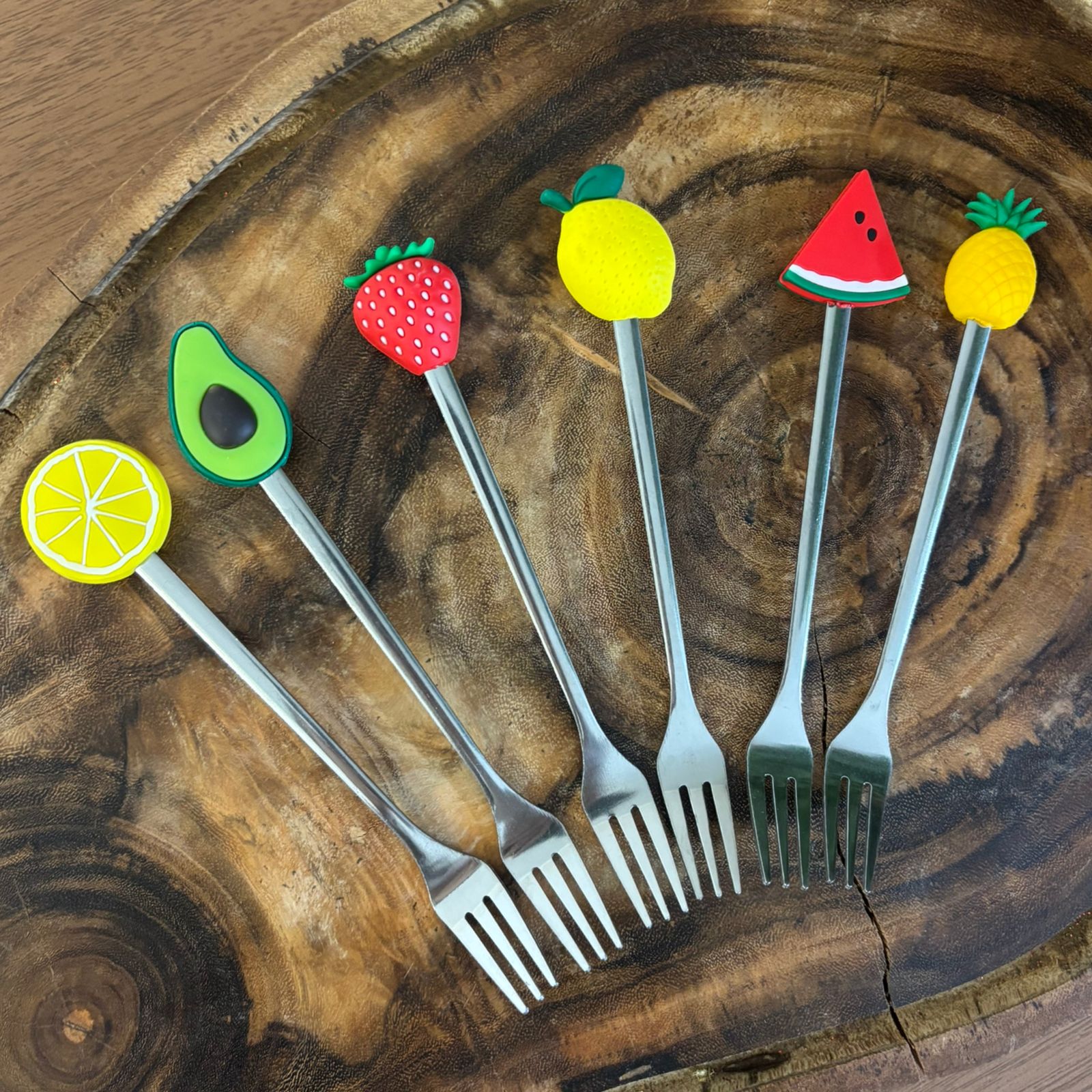 Kit com 6 garfos inox frutas