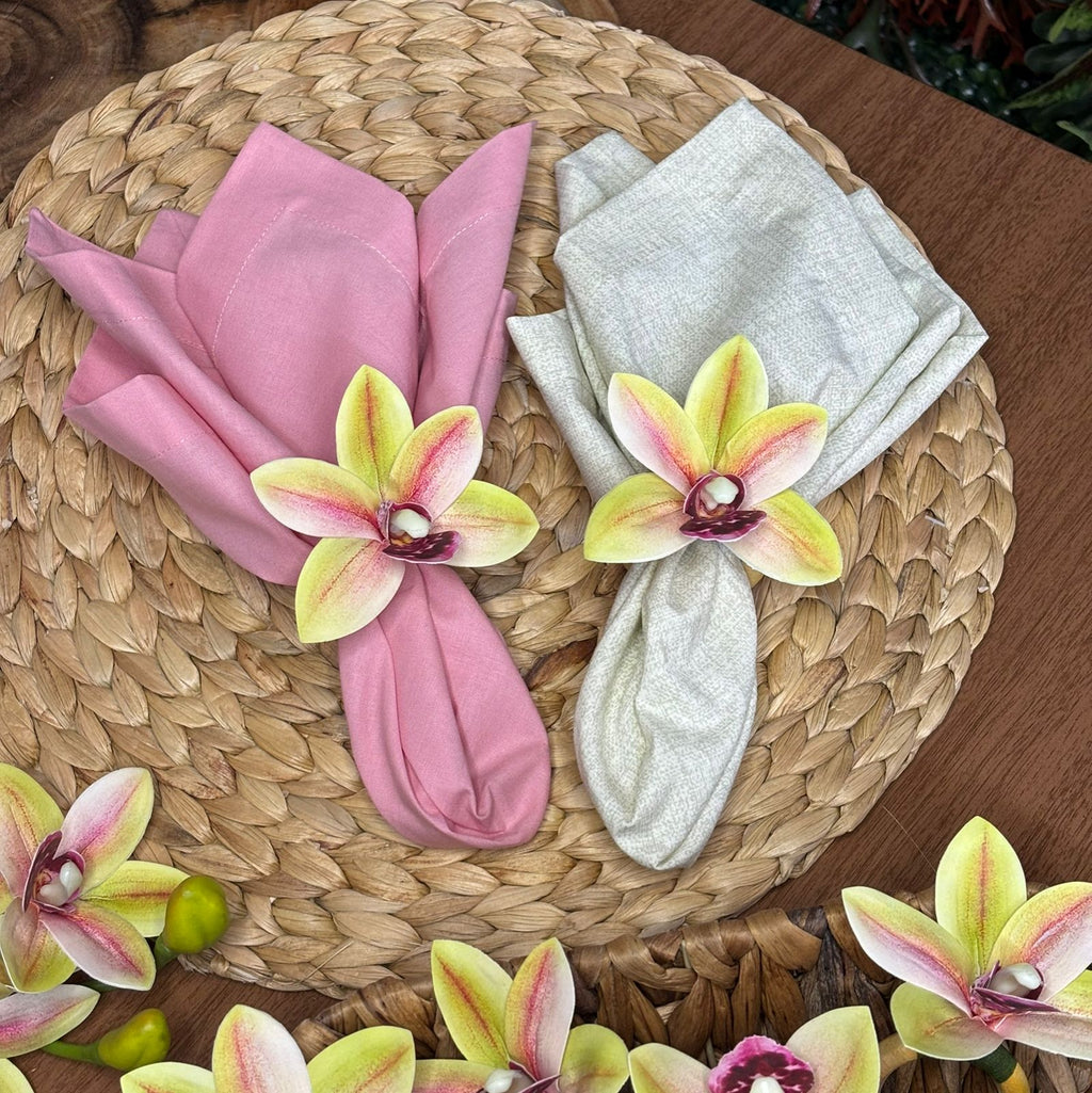 Porta-guardanapo orquídea amarela e rosa