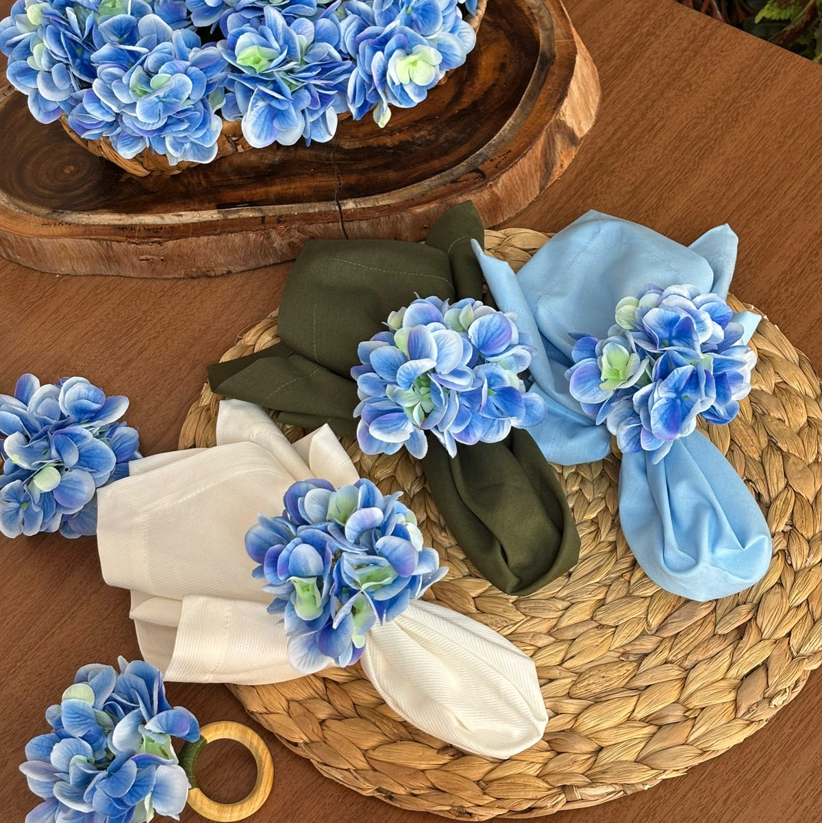 Porta-guardanapo Hortênsia azul