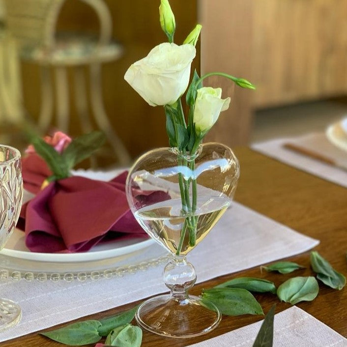 Vaso de vidro coração