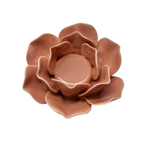 Castiçal porcelana flor - rosé