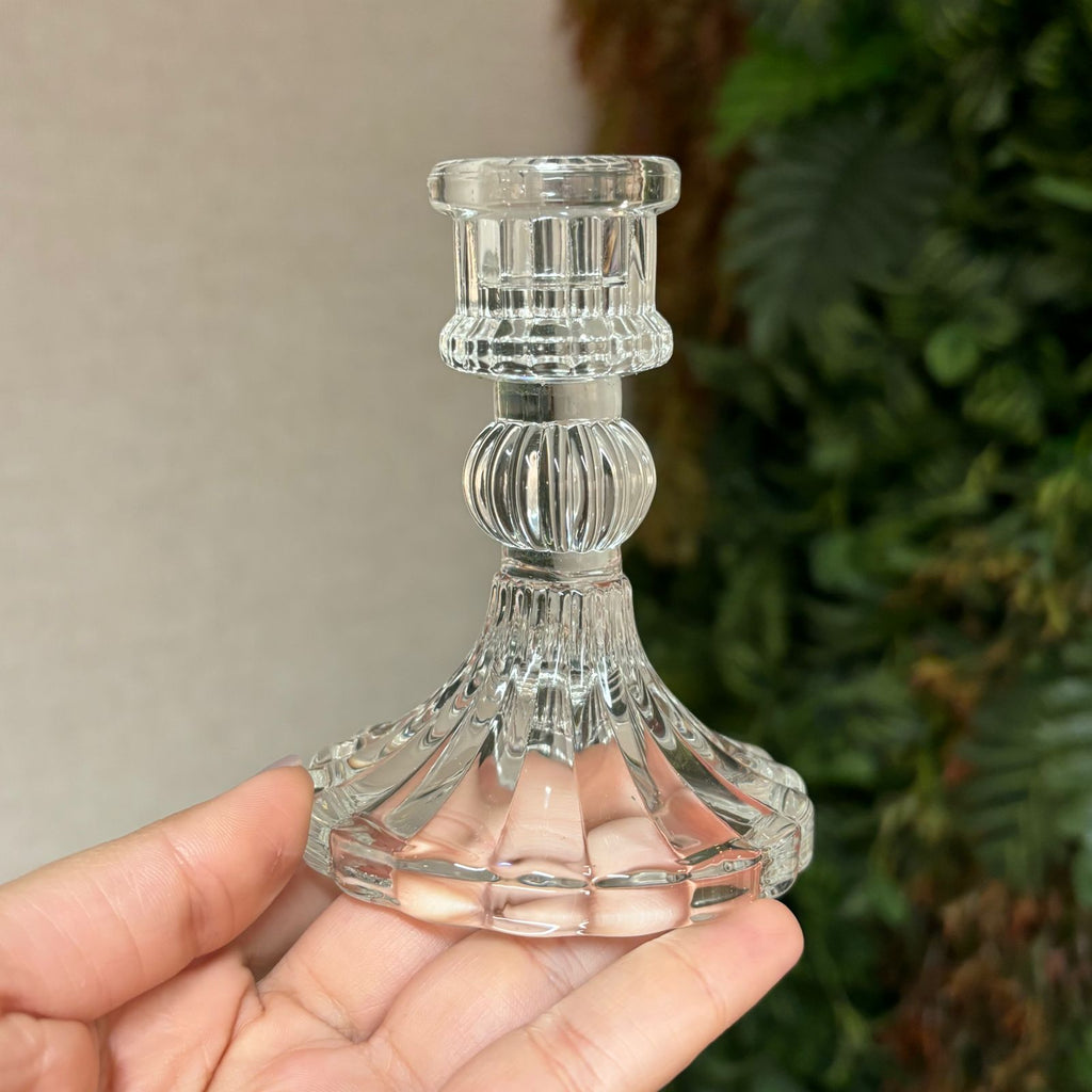 Castiçal de vidro para vela com pé