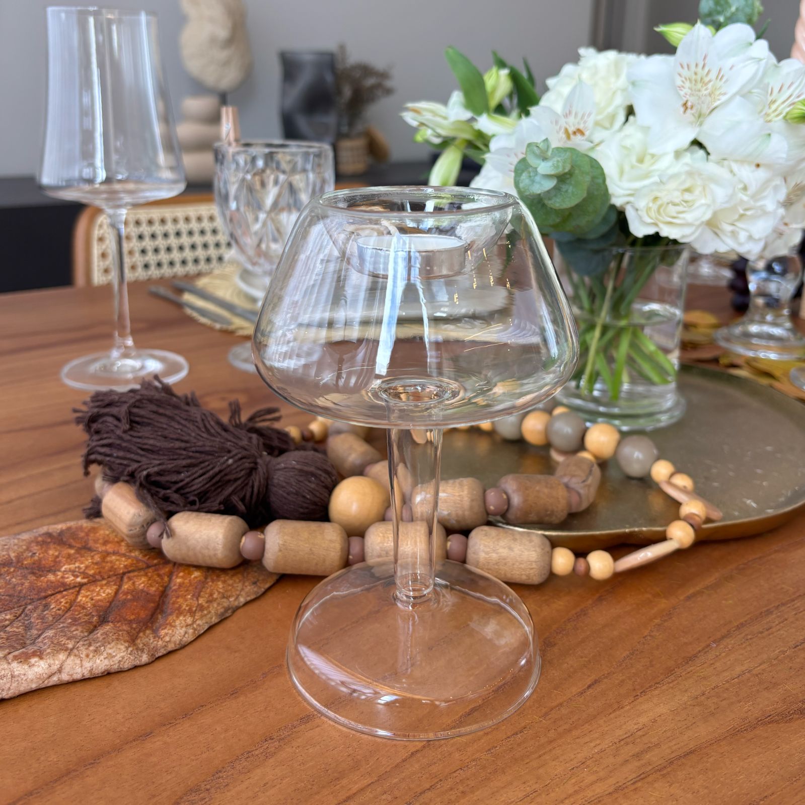 Abajur de vidro para vela