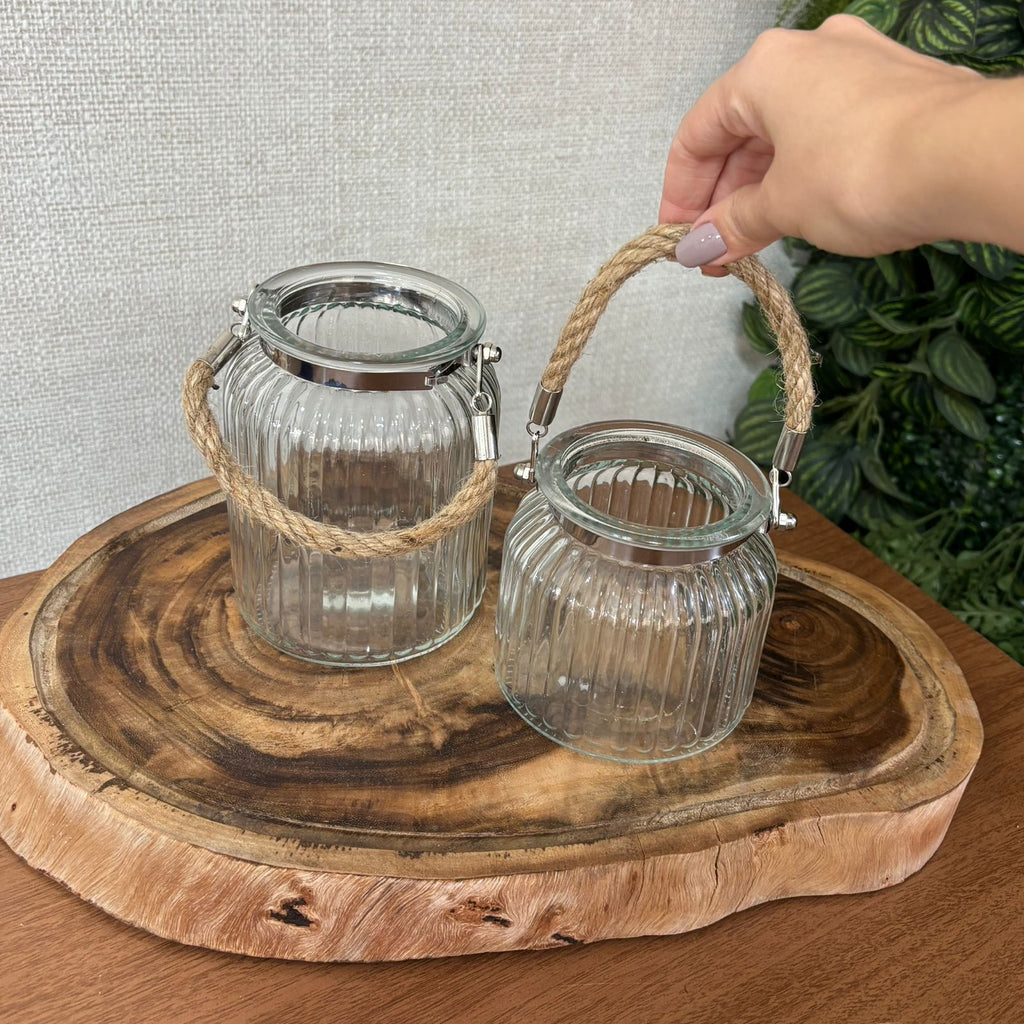 Kit com 2 vasos vidro com corda