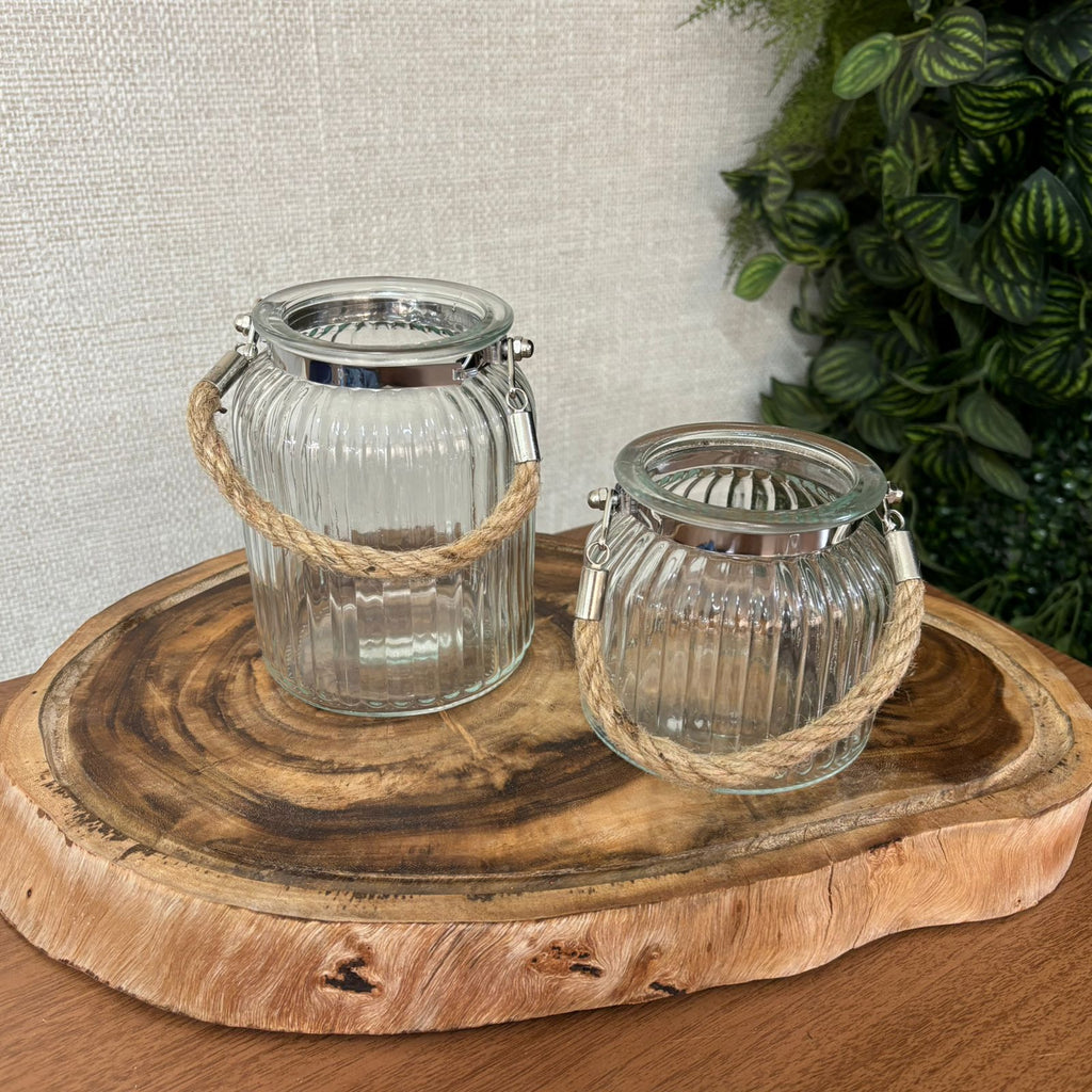 Kit com 2 vasos vidro com corda