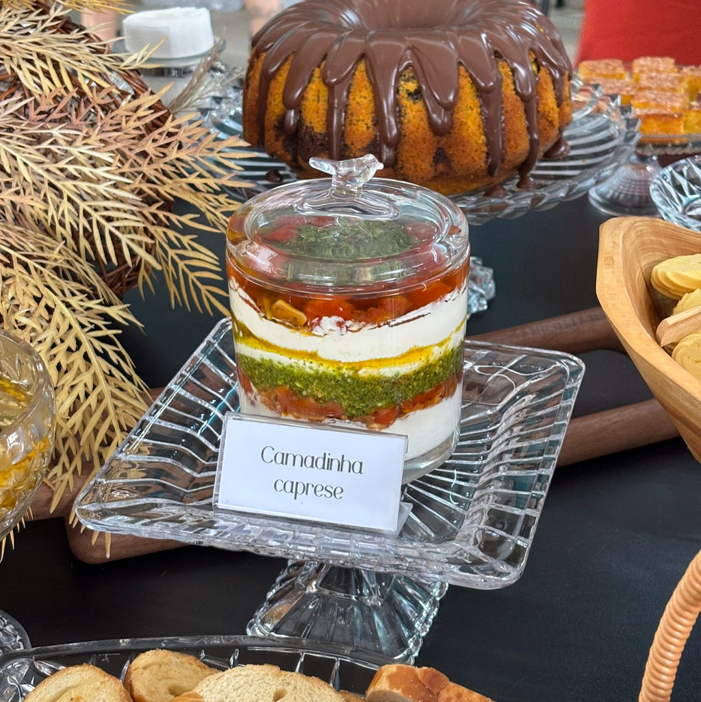 Pote de cristal com tampa pássaro