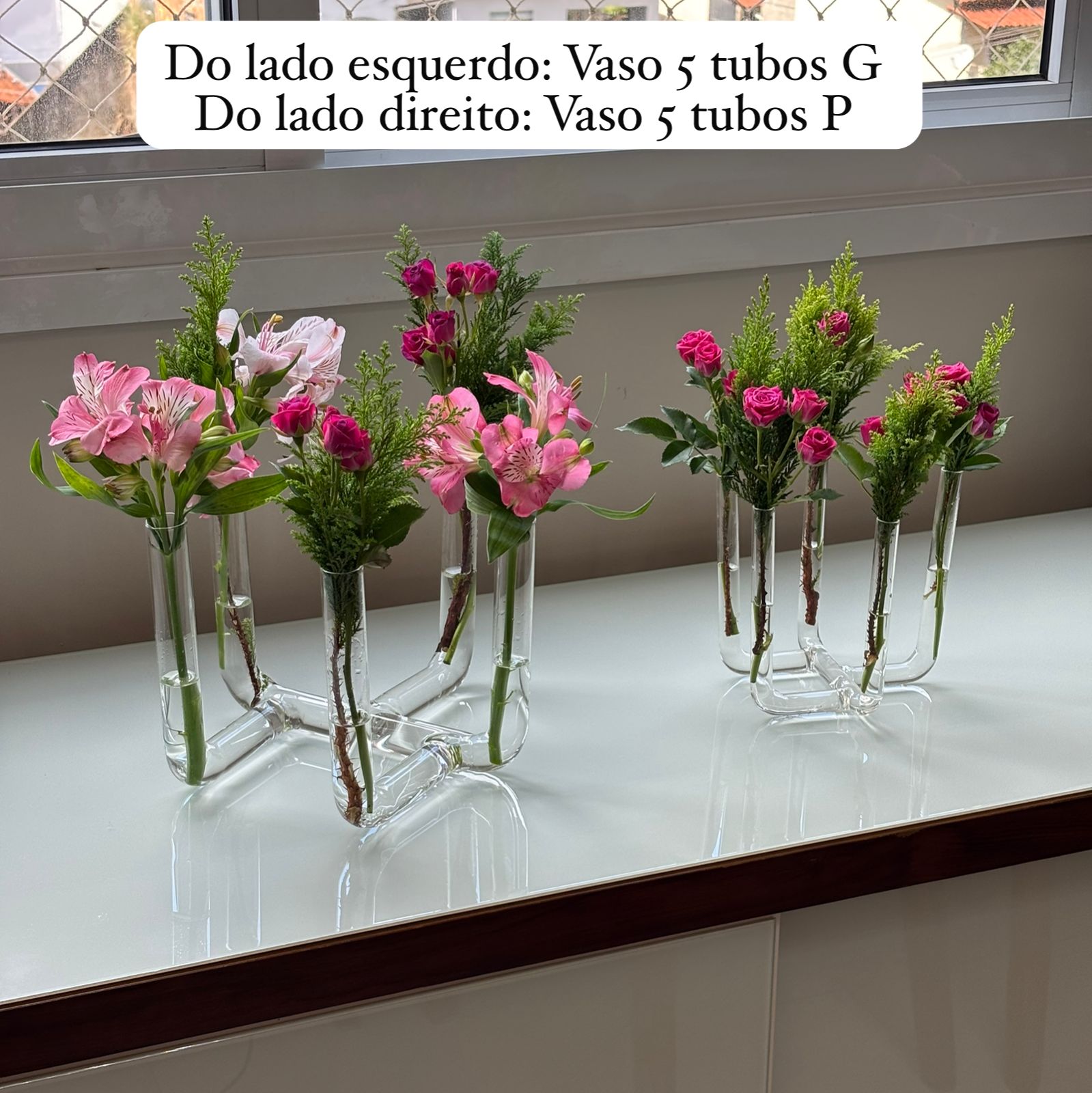 Vaso de vidro 5 tubos G
