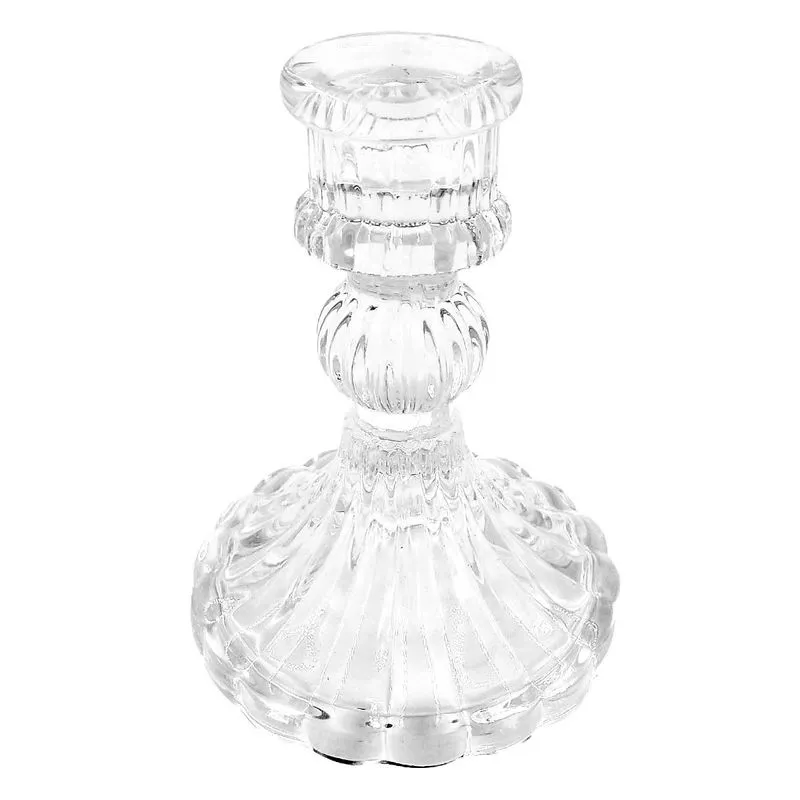 Castiçal de vidro para vela com pé
