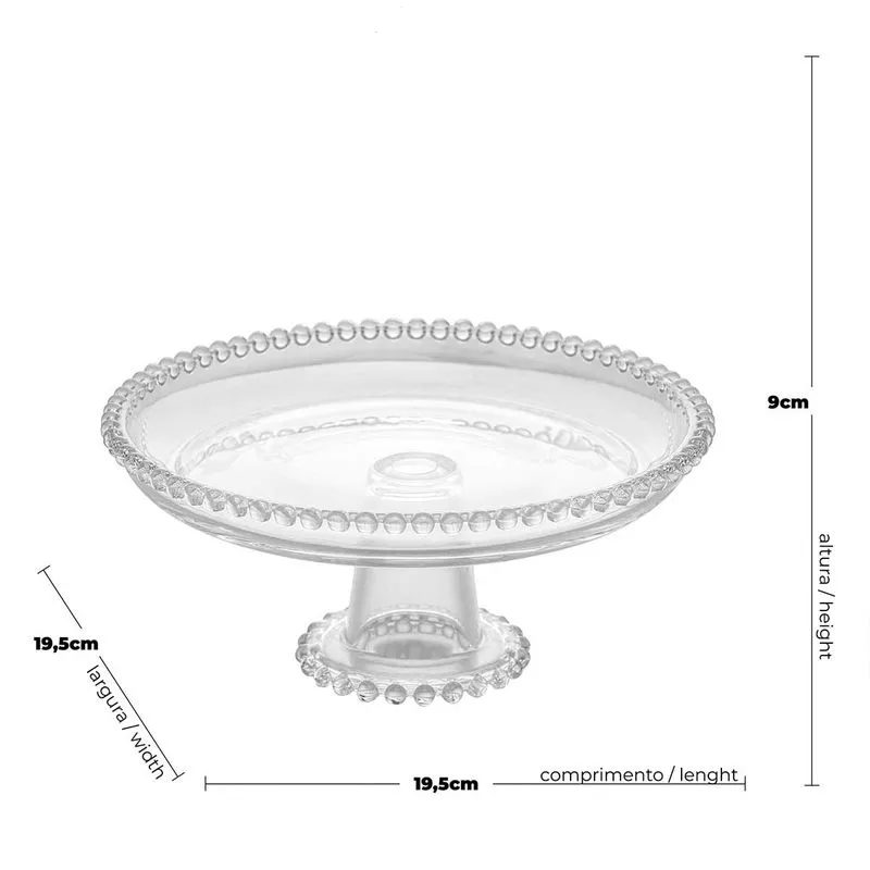 Mini prato de cristal com pé